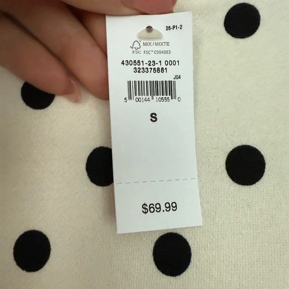 Gap Polka Dot cropped Hoodie - Cream and Black - Picture 5 of 5